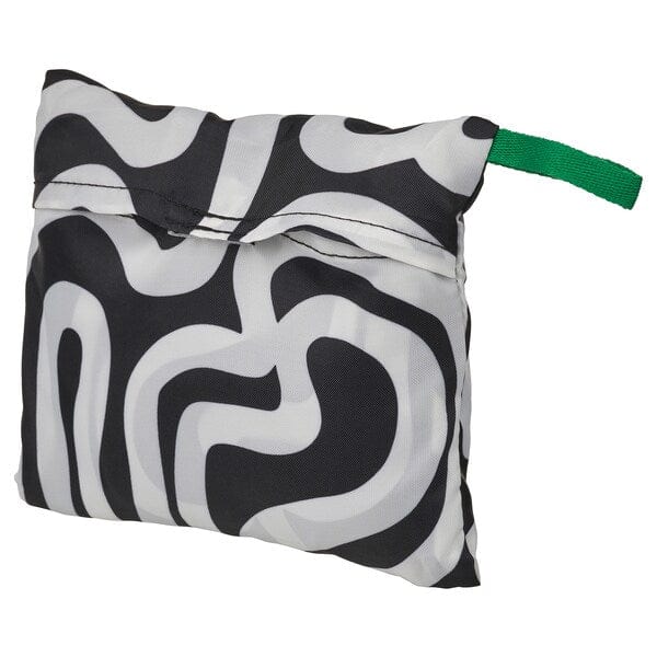 Ikea RÄCKLA - Bag, foldable, patterned/black white, 48x36 cm/20 l