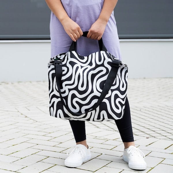 Ikea RÄCKLA - Bag, foldable, patterned/black white, 48x36 cm/20 l