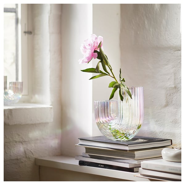 RÄFFELBJÖRK vase, mother-of-pearl colour, 12 cm