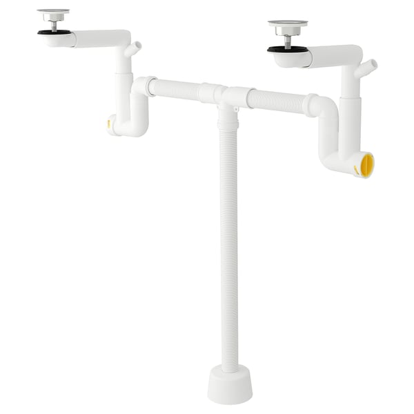RÄNNILEN - RÄNNILEN Water trap w flexible pipe, 2 bowls