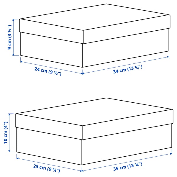 RÄTTAREN storage box with lid, set of 2, black/white