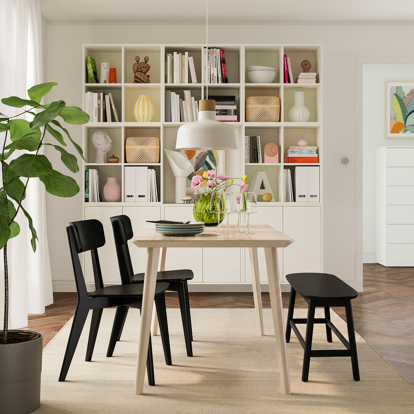 RÄVSTEN bench, black, 93 cm