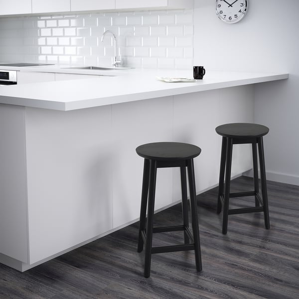 RÄVSTEN bar stool, counter height black, 62 cm