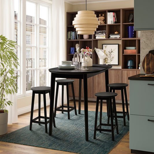 RÄVSTEN table, counter height black, 135x75 cm