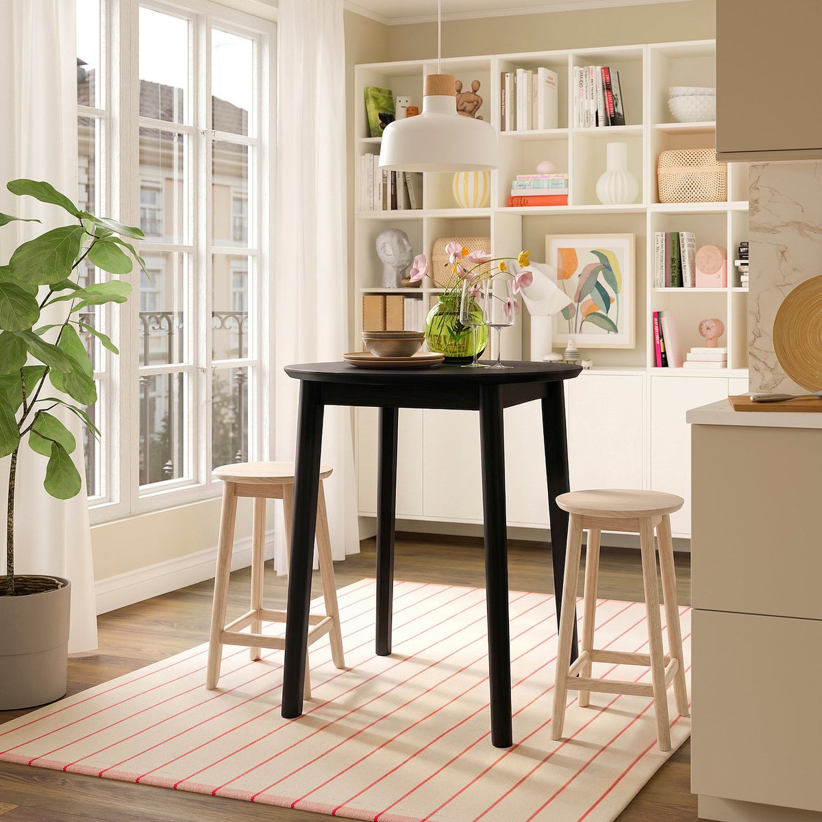 RÄVSTEN table, counter height black, 75 cm