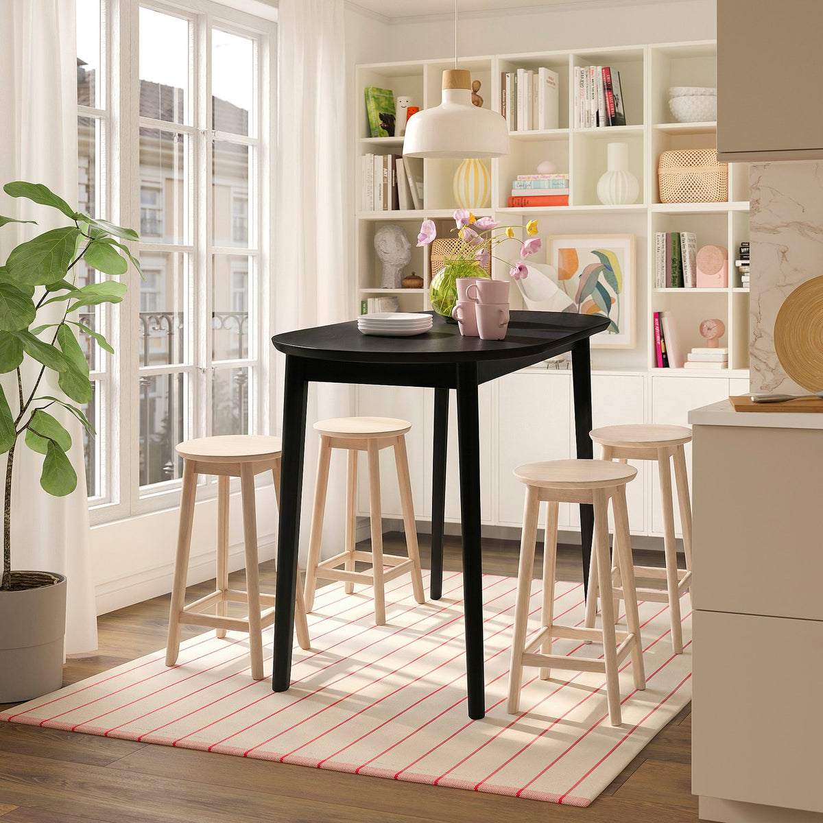 RÄVSTEN table, counter height black, 135x75 cm