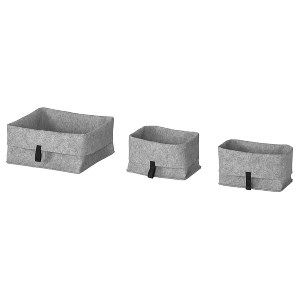RAGGISAR basket, set of 3, grey