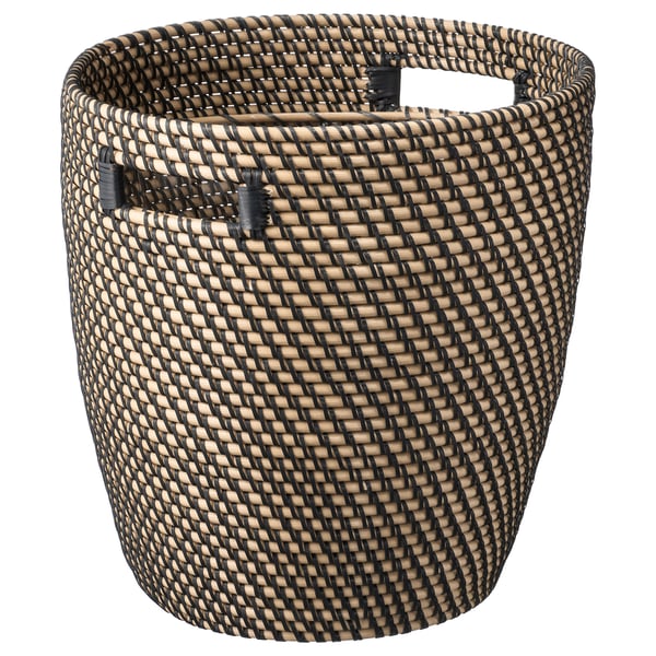 RÅGKORN plant pot, in/outdoor dark grey/beige, 32 cm