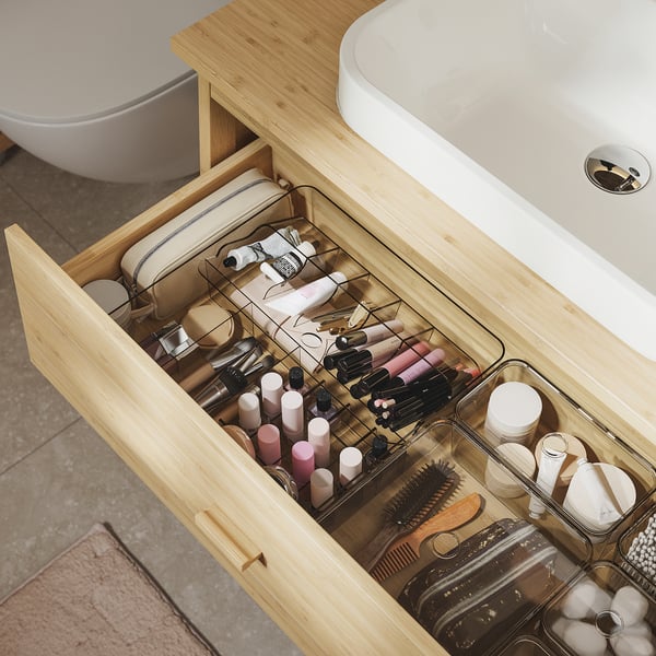 RÅGRUND / BACKSJÖN open wsh-stnd w drw/wash-basin/tap, bamboo, 82x49x91 cm