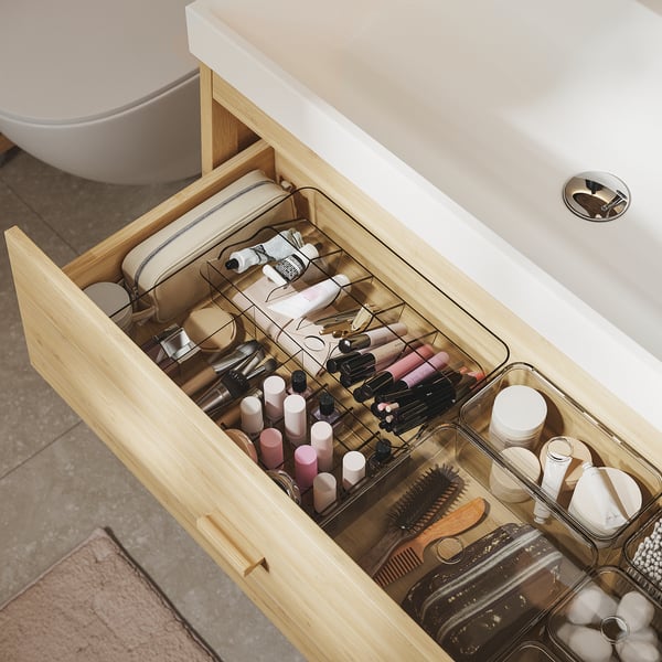 RÅGRUND / BACKSJÖN Wash cabinet/drawer/wash basin/mixture, bamboo, 80x48x89 cm