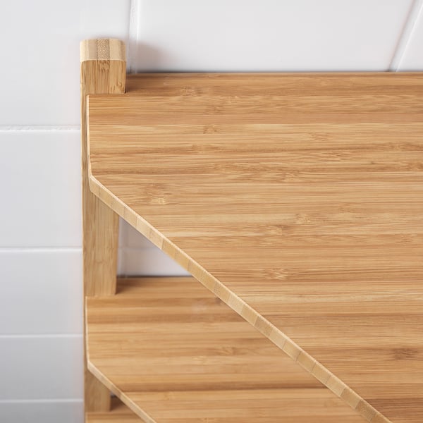 RÅGRUND corner shelf unit, bamboo, 34x99 cm