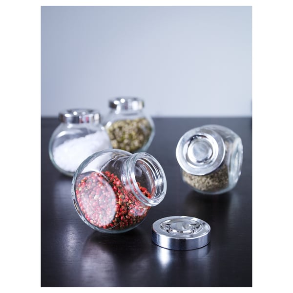 RAJTAN - RAJTAN Spice jar, glass/aluminium-colour, 15 cl