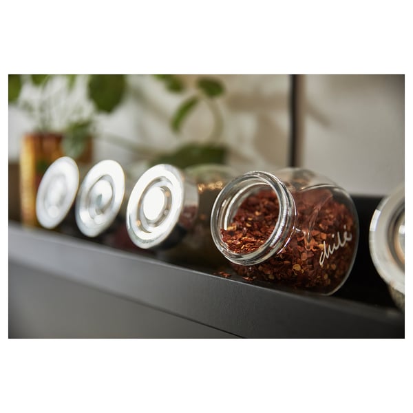 RAJTAN - RAJTAN Spice jar, glass/aluminium-colour, 15 cl