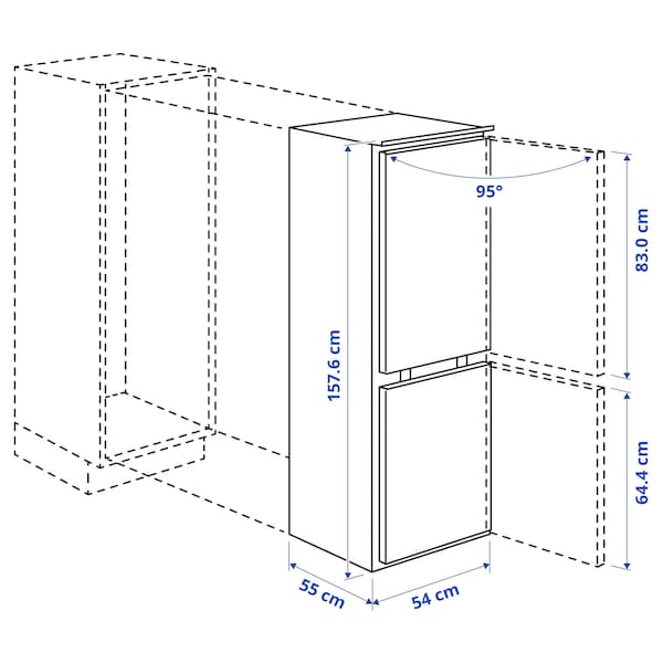 Ikea RÅKALL - Frigorifero/congelatore, IKEA 500 integrato,153/79 l