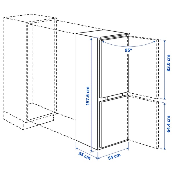 RÅKALL fridge/freezer, IKEA 500 integrated, 153/79 l
