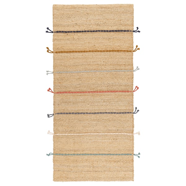 RAKLEV - RAKLEV Rug, flatwoven, handmade natural/multicolour, 70x160 cm