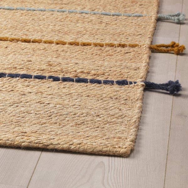 RAKLEV rug, flatwoven, handmade natural/multicolour, 70x160 cm