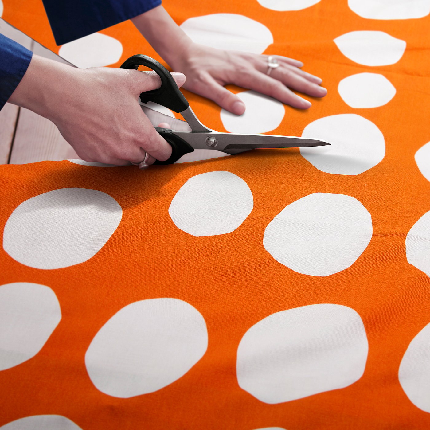 RAKLOSTA pre-cut fabric, orange/white, 150x300 cm