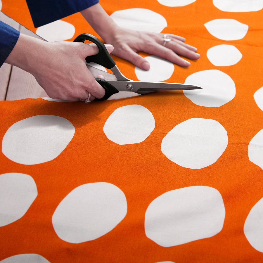RAKLOSTA pre-cut fabric, orange/white, 150x300 cm