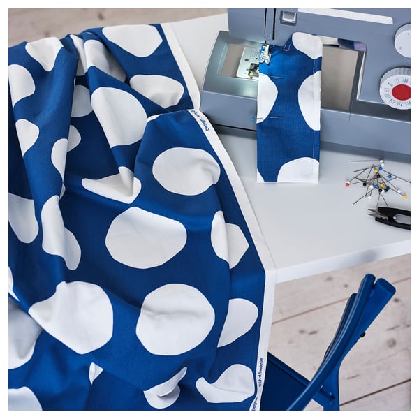RAKLOSTA - RAKLOSTA Pre-cut fabric, blue/white, 150x300 cm