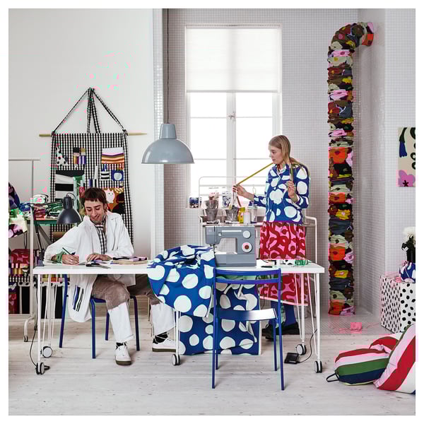 RAKLOSTA - RAKLOSTA Pre-cut fabric, blue/white, 150x300 cm