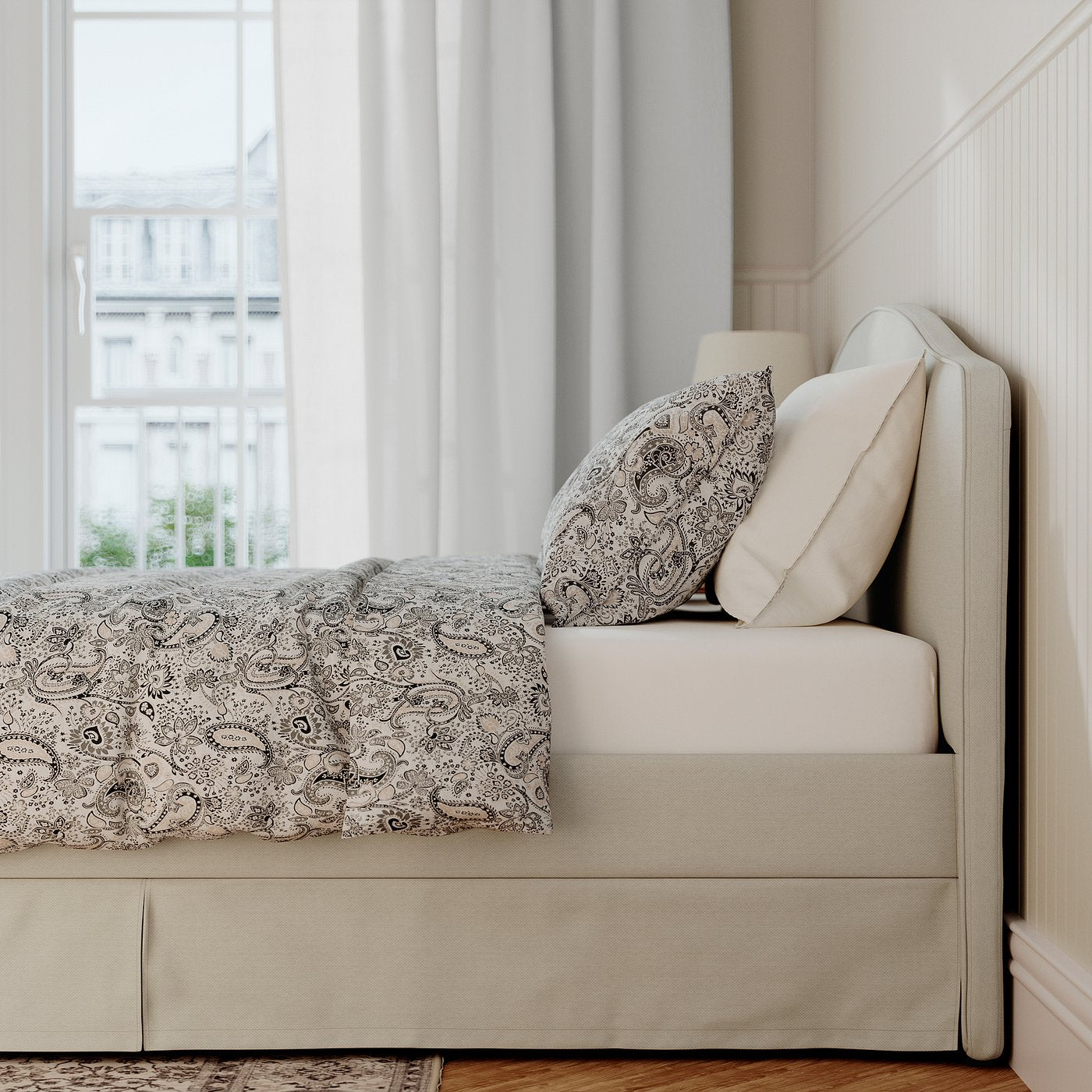 RAMNEFJÄLL cover bed frame, Idekulla beige, 140x200 cm