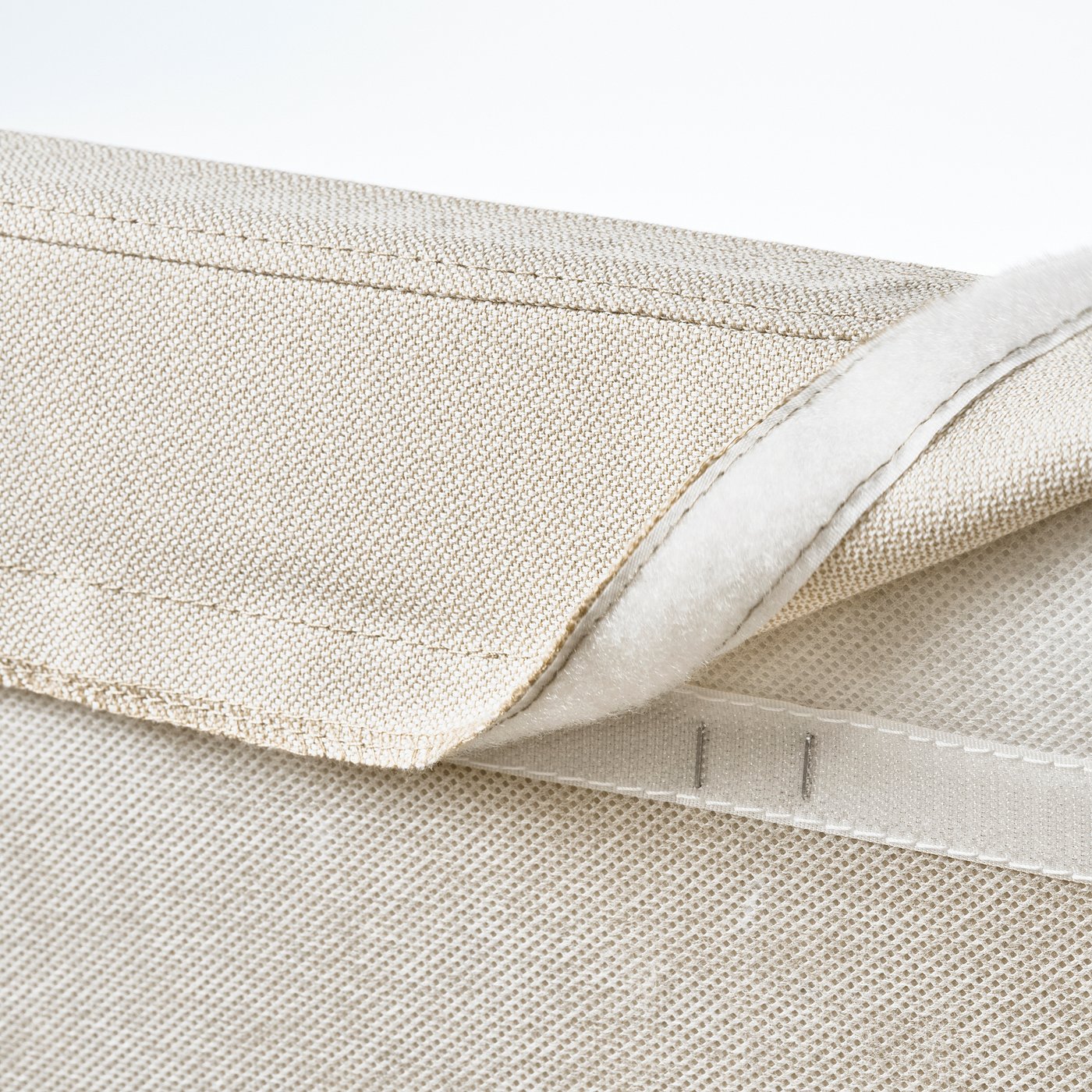 RAMNEFJÄLL upholstered bed frame, Idekulla beige/Lindbåden, 140x200 cm