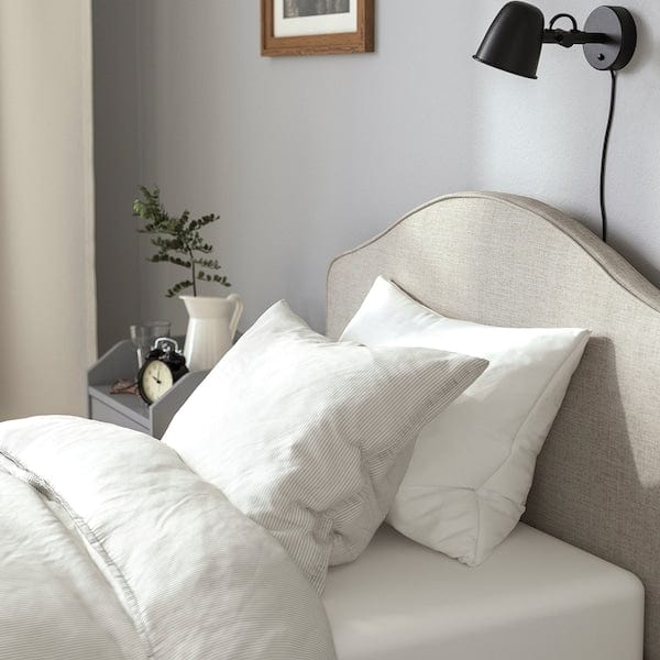 Ikea RAMNEFJÄLL - Upholstered bed frame, Kilanda light beige/Luröy,90x200 cm