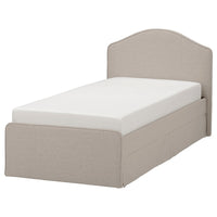 RAMNEFJÄLL - Upholstered bed frame, Kilanda light beige,90x200 cm