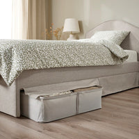 RAMNEFJÄLL - Upholstered bed frame, Kilanda light beige,90x200 cm