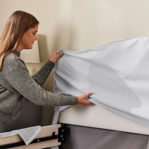 Ikea RAMNEFJÄLL - Upholstered bed frame, Klovsta grey/white/Luröy,160x200 cm