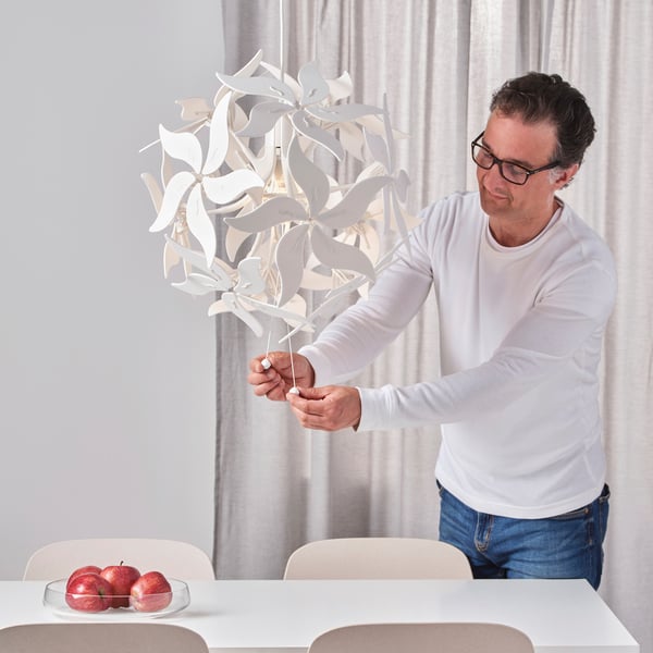 RAMSELE - RAMSELE Pendant lamp, flower/white, 43 cm