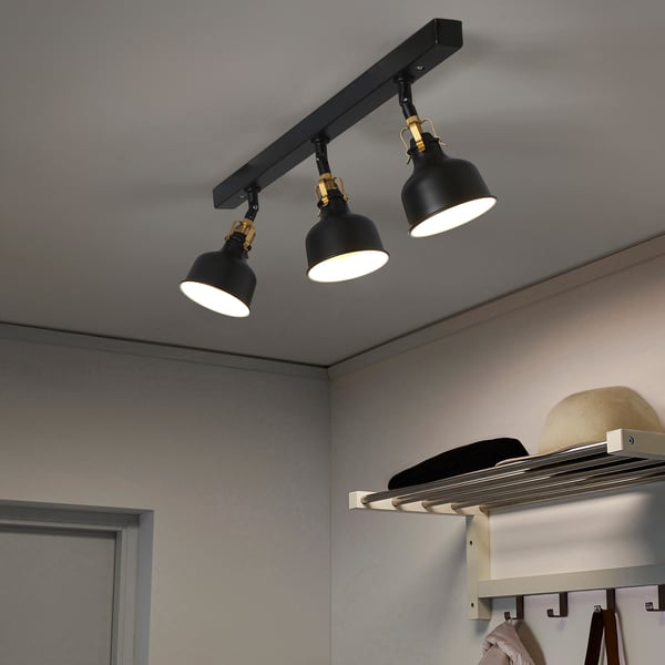 RANARP ceiling track, 3-spots, black, 74 cm