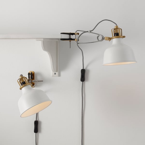 RANARP wall/clamp spotlight, off-white, 14 cm