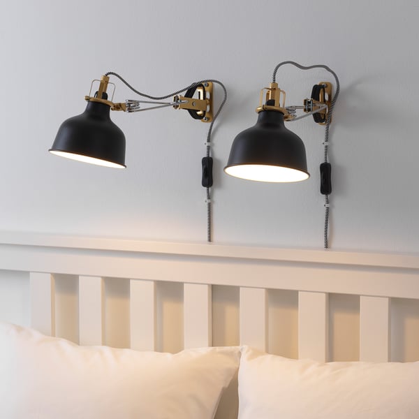 RANARP wall/clamp spotlight, black, 14 cm