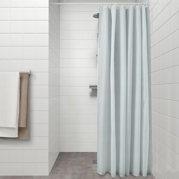 RÅNEÄLVEN Shower curtain - white/turquoise 180x200 cm , 180x200 cm