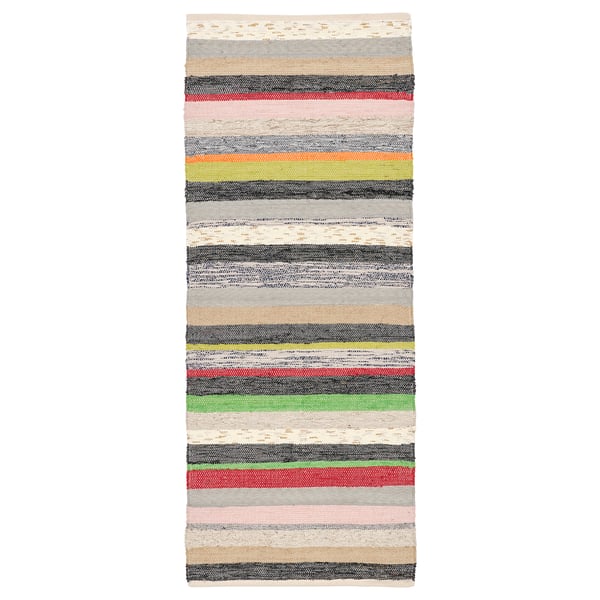 RANGSTRUP rug, flatwoven, handmade/cotton assorted colours, 70x180 cm