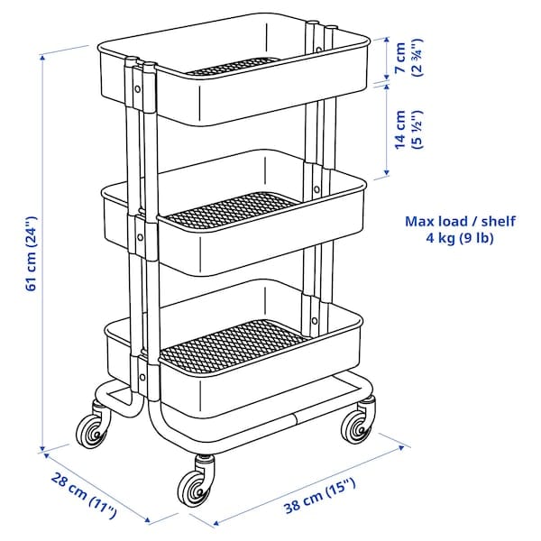 Ikea RÅSKOG - Trolley, beige-yellow,28x38x61 cm