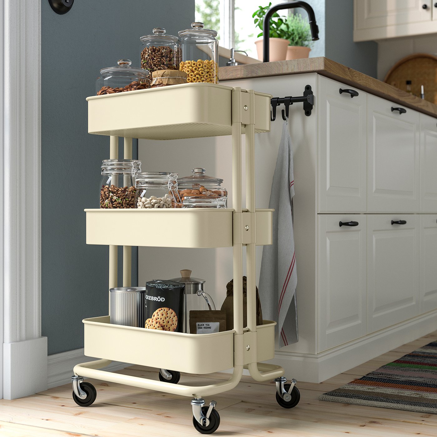 RÅSKOG trolley, beige, 35x45x77 cm