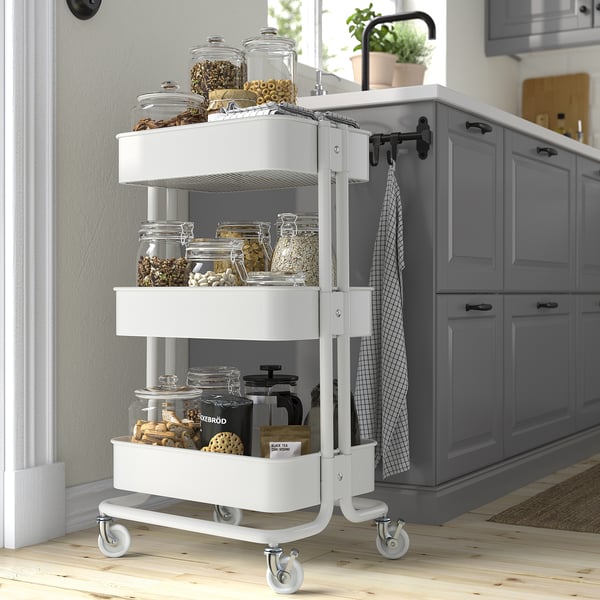 RÅSKOG trolley, white, 35x45x77 cm