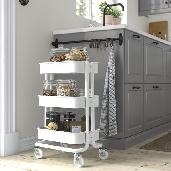 RÅSKOG trolley, white, 28x38x61 cm
