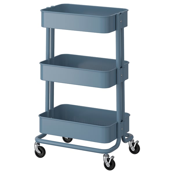 RÅSKOG trolley, grey-blue, 35x45x77 cm