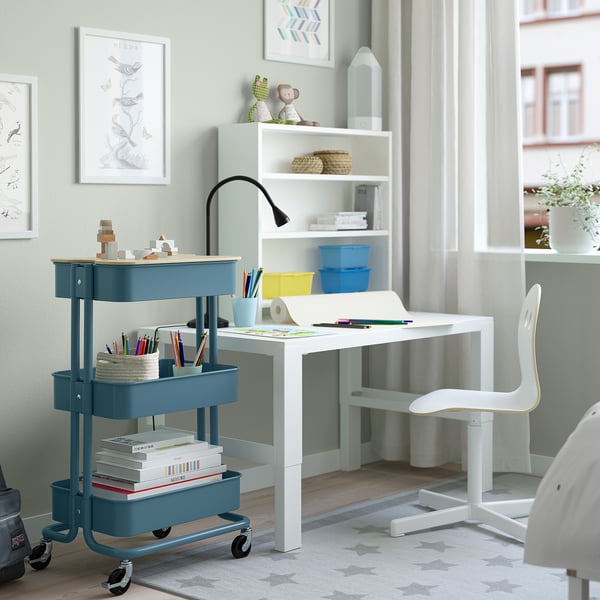 RÅSKOG trolley, grey-blue, 35x45x77 cm