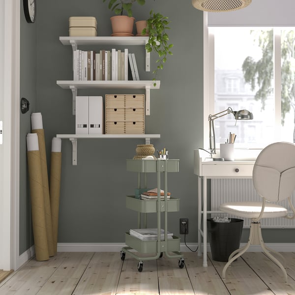 RÅSKOG trolley, grey-green, 35x45x77 cm