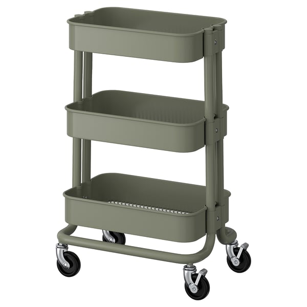 RÅSKOG - RÅSKOG Trolley, grey-green, 28x38x61 cm
