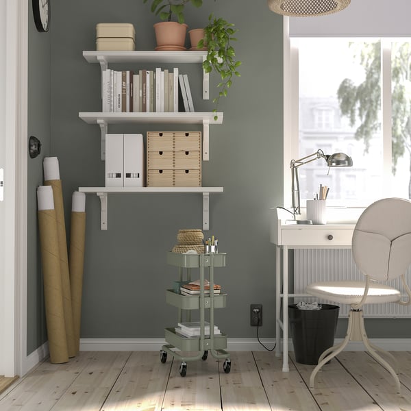 RÅSKOG trolley, grey-green, 28x38x61 cm