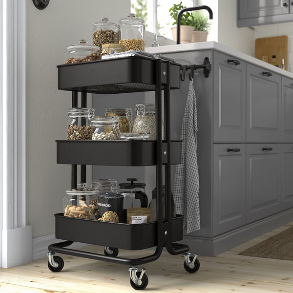 RÅSKOG trolley, black, 35x45x77 cm