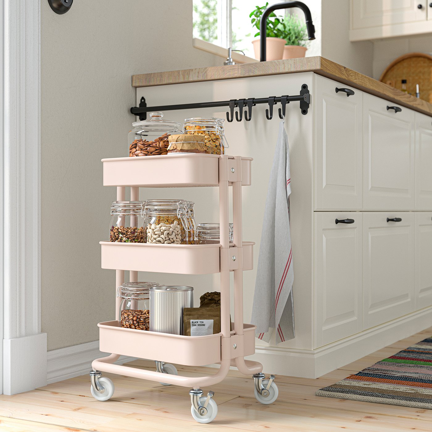 RÅSKOG trolley, pink, 28x38x61 cm