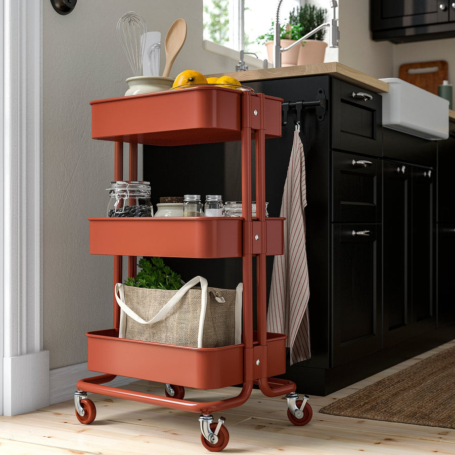 RÅSKOG trolley, red-brown, 35x45x77 cm