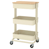 RÅSKOG / NORRÅVA trolley with lid, beige, 35x45x77 cm